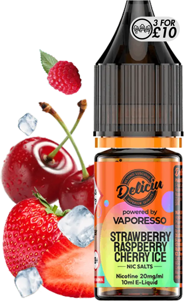 Deliciu - Nic-Salts Strawberry Raspberry Cherry Ice / 10MG Nic-Salts