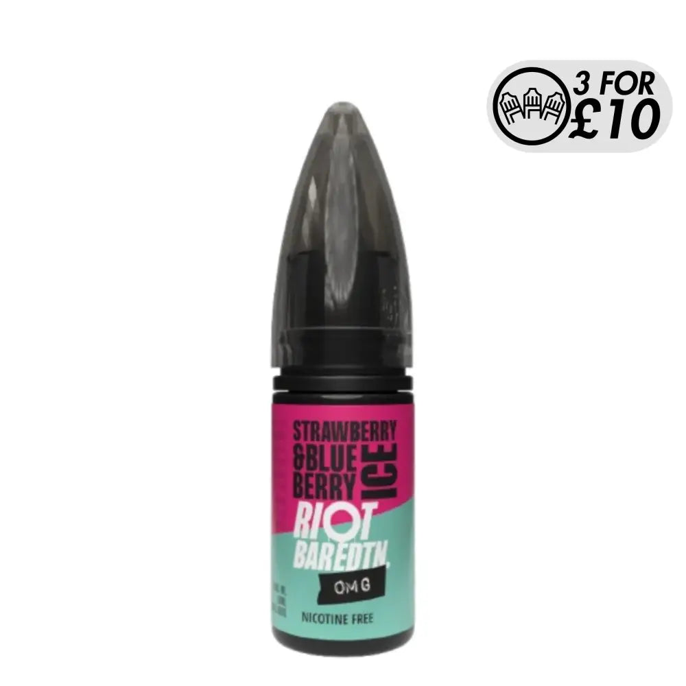 Riot BAR EDTN 0MG E-Liquid - Nicotine-Free E-Liquids Strawberry & Blueberry Ice Freebase 10MLs
